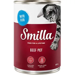 6x400g Smilla boeuf boeuf, poisson - Pâtée pour chat pas cher