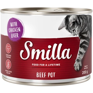 6x200g boeuf boeuf, foie de poulet Smilla - Pâtée pour chat pas cher