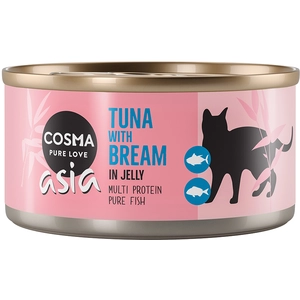 24x170g Cosma Thai/Asia en gelée Thon, daurade - Pâtée pour chat pas cher