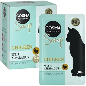 Cosma Soup 12 x 40 g pour chat - blanc de poulet, asperges pas cher