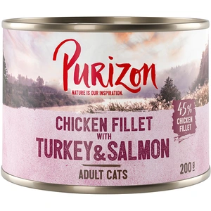 6x200g Adult : filet de poulet, dinde, saumon Purizon Boîtes pour chat : -15 % ! pas cher