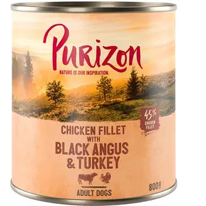 Purizon Adult 6 x 800 g - sans céréales pour chien - boeuf Black Angus, dinde, patates douces, cranberries pas cher