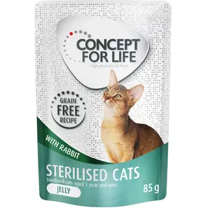 Concept for Life Sterilised Cats en gelée lapin sans céréales pour chat - 12 x 85 g pas cher