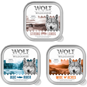 Lot mixte Wolf of Wilderness Adult pour chien - 6 x 150 g : 2 x poulet, 2 x poisson, 2 x porc pas cher