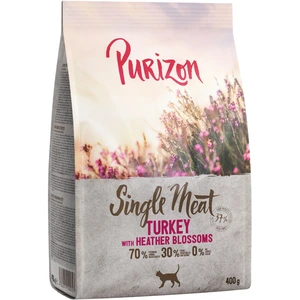 400g Single Meat dinde, fleurs de bruyère sans céréales Purizon Croquettes pour chat : -15 % ! pas cher