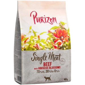 400g Single Meat boeuf, fleurs d'hibiscus sans céréales Purizon Croquettes pour chat : -15 % ! pas cher