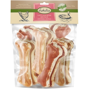 750g Lukullus os à mâcher Pack XXL lot mixte poulet, canard 15 cm - Friandises pour chien pas cher