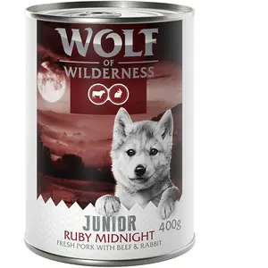 Wolf of Wilderness "RED Meat" Junior 6 x 400 g pour chiot Ruby Midnigh...Vendu parzooplus-be