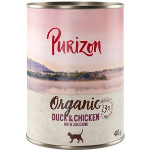 6x400g Organic bio : canard, poulet, potiron Purizon Boîtes pour chat : -15 % ! pas cher