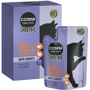 Cosma Smoothies 6 x 50 g pour chat - thon & poulet à la carotte pas cher