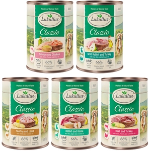 Lot mixte Lukullus pour chien - lot mixte 2 (6 x 400 g) : 5 variétés pas cher