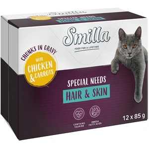 Smilla Hair & Skin Bouchées aux légumes 12 x 85 g pour chat - poulet, carottes pas cher