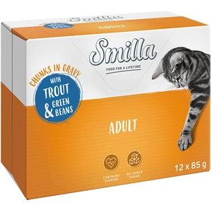Smilla Adult Bouchées aux légumes 12 x 85 g pour chat - truite, haricots verts pas cher