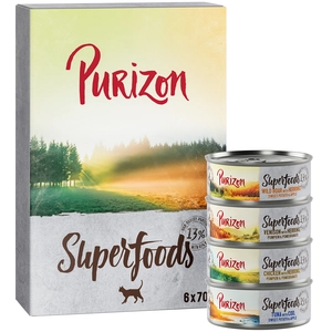 Purizon Superfoods 6 x 70 g pour chat - lot mixte (2 x poulet, 2 x thon, 1 x sanglier, 1 x gibier) pas cher
