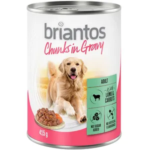 Briantos Bouchées en sauce 6 x 415 g pour chien - agneau, carottes pas cher