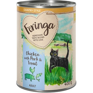 Feringa Country Style 6 x 400 g pour chat - poulet, truite, porc pas cher