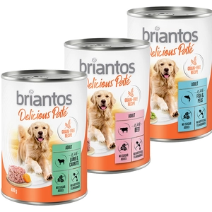 Briantos Delicious Paté 6 x 400 g pour chien - lot mixte : poisson, agneau, boeuf