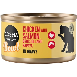 6x80g blanc de poulet, saumon Cosma Bowl nourriture humide pour chat pas cher