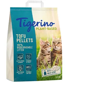 4.6kg Tofu senteur lait Plant-Based Tigerino Litière pour chat à prix mini !Vendu parzooplus-be