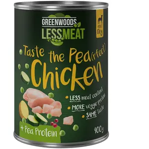 Greenwoods Less Meat petits pois 6 x 400 g pour chien - poulet pas cher