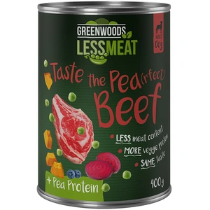 Greenwoods Less Meat petits pois 6 x 400 g pour chien - boeuf pas cher