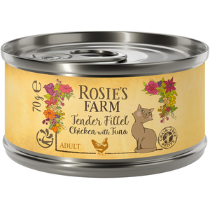 12x70g poulet au thon Tender Filet Rosie's Farm nourriture humide pour chat pas cher