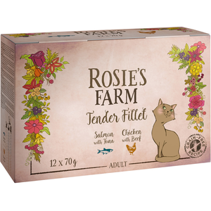 12x70g lot mixte (2 variétés) Tender Filet Rosie's Farm nourriture humide pour chat pas cher