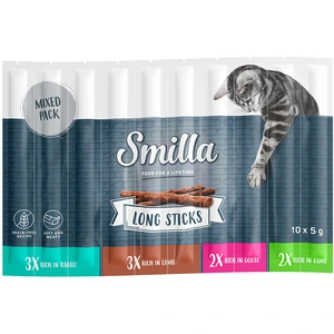 Smilla Long Sticks 10 x 5 g pour chat - lot mixte 2 (lapin, oie, agneau, gibier)