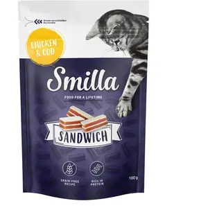Smilla Sandwich Snack poulet, cabillaud pour chat pas cher