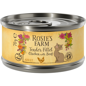 12x70g poulet au boeuf Tender Filet Rosie's Farm nourriture humide pour chat pas cher