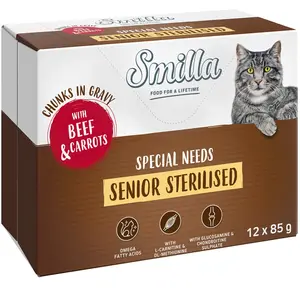 12 x 85 g Boeuf et carottes sachet fraîcheur Senior Sterilised Smilla pas cher