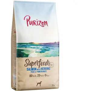 lot économique: 2x12kg Purizon Superfoods saumon avec hareng, petits pois et grenade croquettes pour chiens pas cher