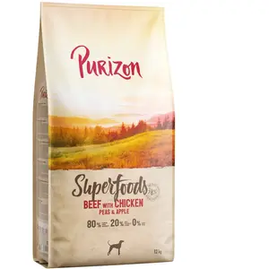 lot économique: 2x12kg Purizon Superfoods boeuf avec poulet, petits pois et pommes croquettes pour chiens pas cher