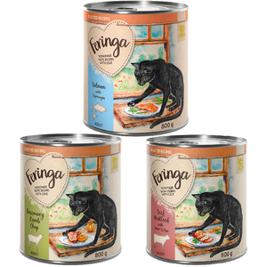 Feringa Recettes sélectionnées 6 x 800 g pour chat - lot mixte : agneau, boeuf, saumon pas cher