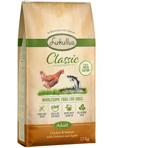 Lukullus Classic Junior poulet, saumon (sans céréales) pour chiot - 12 kg pas cher