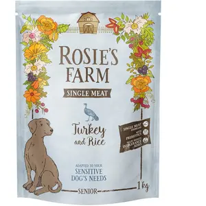 1kg Rosie's Farm Single Meat Senior dinde avec riz nourriture sèche pour chiens pas cher
