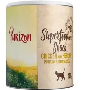 3x100g Superfood poulet au hareng, potiron et framboises Purizon friandise pour chats pas cher