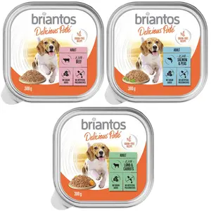 Briantos Delicious Paté 9 x 300 g pour chien lot mixte : poisson, agneau, boeuf pas cher