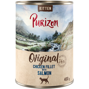 6x400g Kitten-filet de poulet, saumon Purizon Boîtes pour chat : -15 % ! pas cher