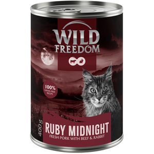 6x400g Ruby Midnight - porc, boeuf, lapin -sans céréales Wild Freedom Adult "Red "nourriture humide pour chat pas cher