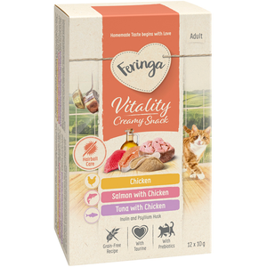 Feringa Vitality Creamy Snacks pour chat - lot mixte : 3 variétés (12 x 10 g) pas cher