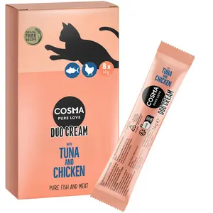 Lot Cosma DUO Cream 24 x 14 g pour chat - saumon, poulet pas cher