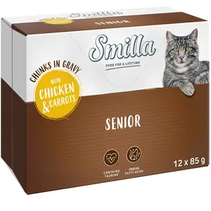 Smilla Senior Bouchées en sauce aux légumes pour chat - poulet, carottes (12 x 85 g) pas cher