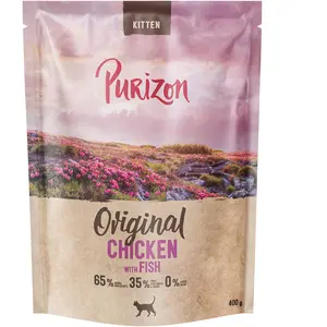 400g Purizon Kitten poulet, poisson sans céréales - Croquettes pour chat pas cher