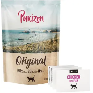 2kg Purizon Kitten poulet, poisson sans céréales - Croquettes pour chat pas cher