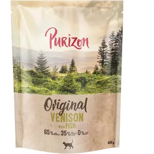 400g Purizon Adult cerf avec poisson sans céréales - Croquettes pour chat pas cher