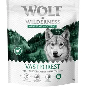 1kg Wolf of Wilderness "Explore The Vast Forests" Weight Management - sans céréales Croquettes pour chien pas cher