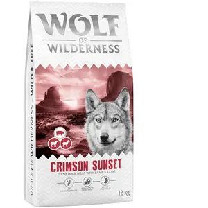 lot économique: 2x12kg Wolf of Wilderness "Crimson Sunset" agneau, chèvre - sans céréales Croquettes pour chien pas cher