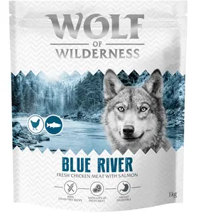 1 kg Wolf of Wilderness Adult "Blue River" saumon, sans céréales pas cher