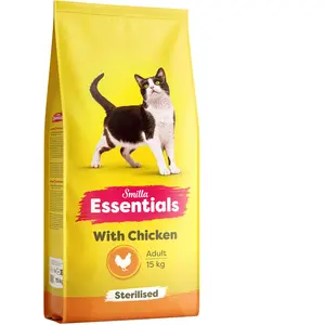 2x15kg Essentials Adult Sterilised poulet Smilla croquettes pour chat pas cher